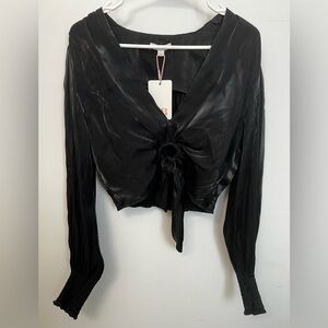 Giani Bernini Black Tie-Front Blouse